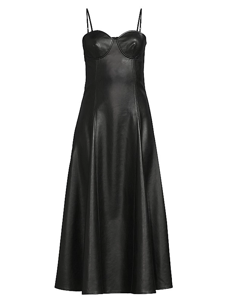 Faux-Leather Midi Dress