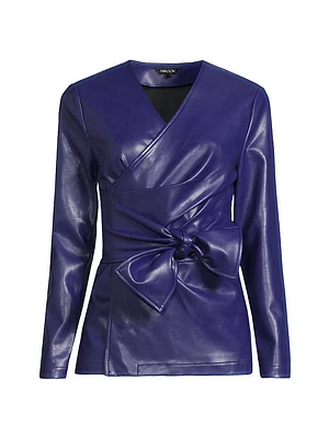 Faux-Leather Tie-Waist Jacket