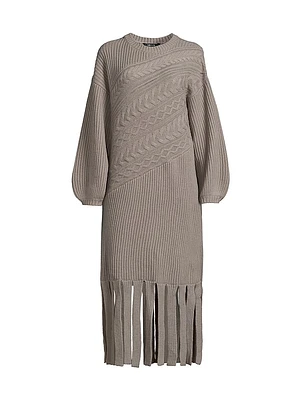 Cable-Knit Wool-Blend Midi-Dress