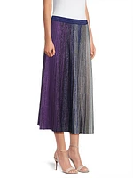 Striped Metallic Knit Midi Skirt
