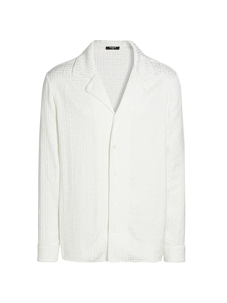 Monogram Jacquard Button-Front Shirt