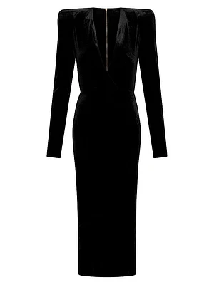 Legacy Velvet V-Neck Midi-Dress