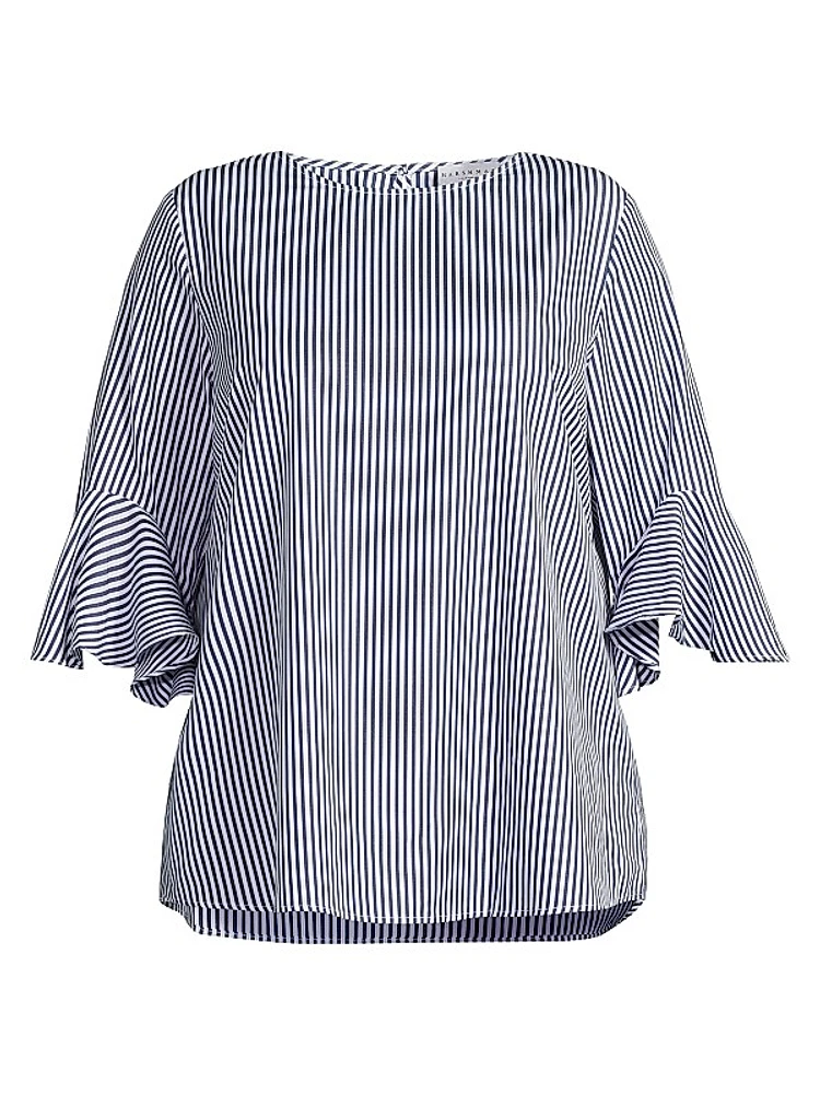 Plus Malena Striped Cotton Blouse