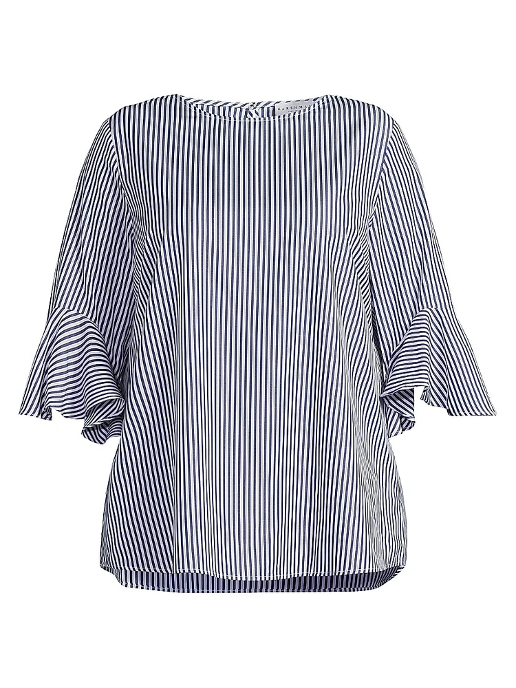 Plus Malena Striped Cotton Blouse