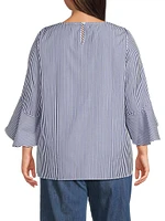 Plus Malena Striped Cotton Blouse