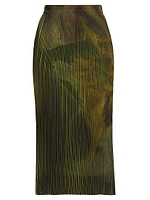 Brushstroke Pleated Pencil Skirt