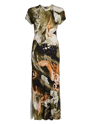 Brushstroke Jersey Maxi-Dress