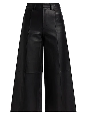 Leather High-Rise Crop Pants