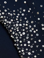 Sequined Stretch Crepe Off-The-Shoulder Gown