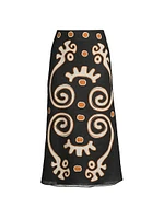 Fabiana Abstract Linen Midi-Skirt
