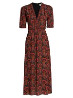 Isla Printed Short-Sleeve Midi-Dress
