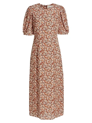Wanda Floral Short-Sleeve Midi-Dress