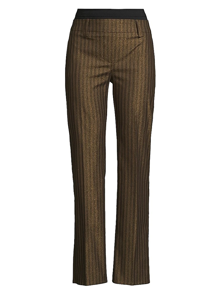 Double-Waist Striped Flare Pants
