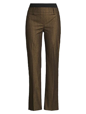 Double-Waist Striped Flare Pants