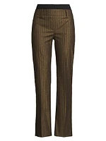 Double-Waist Striped Flare Pants