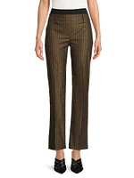 Double-Waist Striped Flare Pants