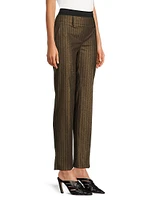 Double-Waist Striped Flare Pants