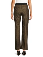 Double-Waist Striped Flare Pants