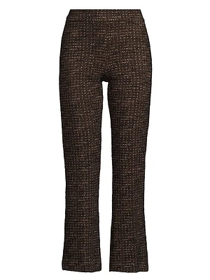 Bouclé Tweed Flared Crop Pants