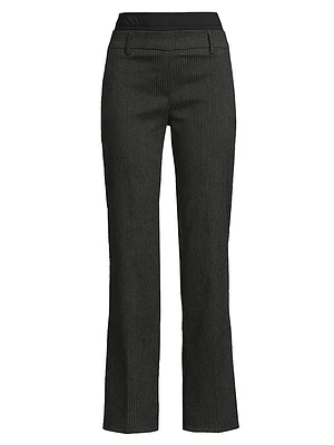 Double-Waist Ribbed Flare Pants
