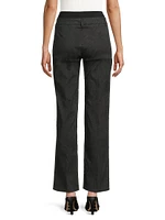 Double-Waist Ribbed Flare Pants