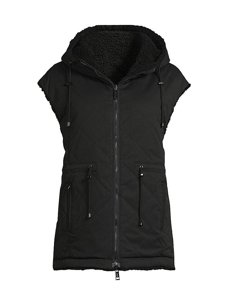 Faux Shearling Reversible Hooded Vest