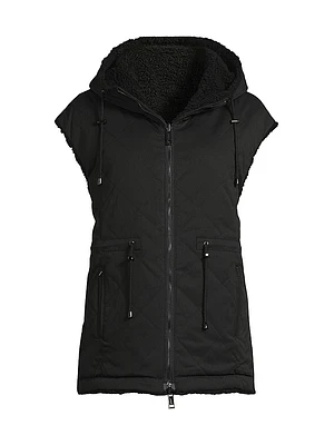 Faux Shearling Reversible Hooded Vest