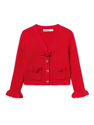 Little Girl's & Rib-Knit Cardigan
