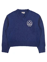 The Beginning Is End Sw-Signature Knit V-Neck-Blue