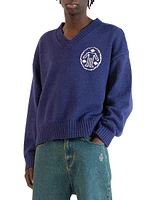 The Beginning Is End Sw-Signature Knit V-Neck-Blue