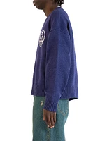 The Beginning Is End Sw-Signature Knit V-Neck-Blue