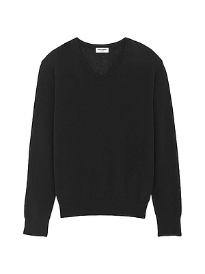 V-Neck Sweater in Cashmere and Silk