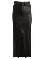 Reconstructed Faux Leather Midi-Skirt
