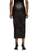 Reconstructed Faux Leather Midi-Skirt