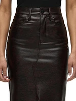 Reconstructed Faux Leather Midi-Skirt