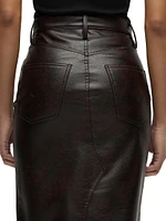 Reconstructed Faux Leather Midi-Skirt