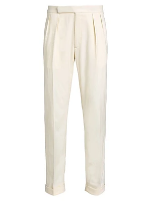 Double-Pleated Wool Garbadine Trousers
