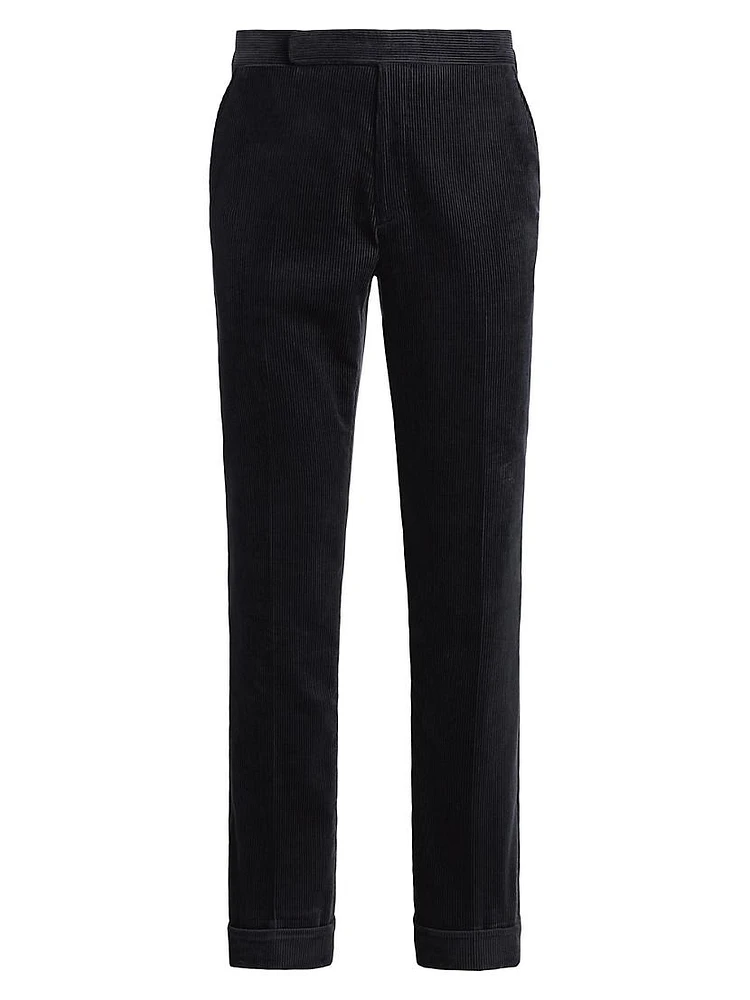 Corduroy Mid-Rise Straight-Leg Pants