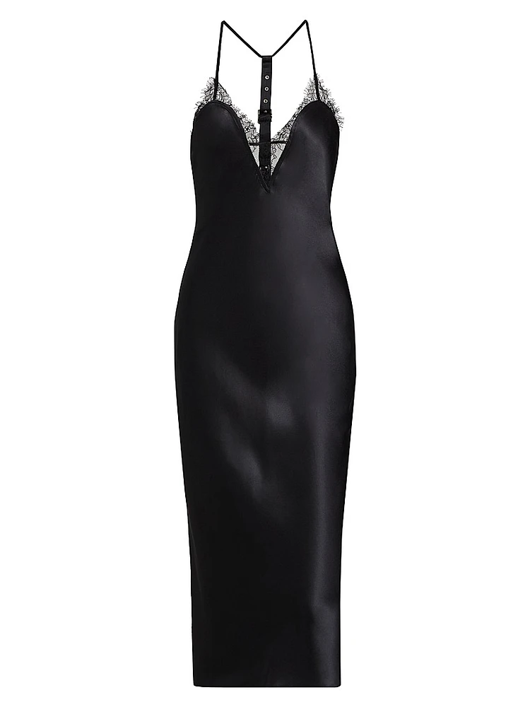 Lace-Trimmed Silk Slip Dress