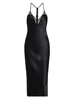 Lace-Trimmed Silk Slip Dress