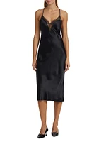 Lace-Trimmed Silk Slip Dress