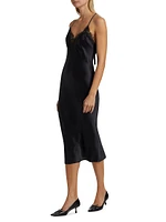 Lace-Trimmed Silk Slip Dress