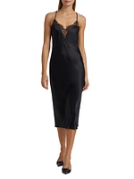 Lace-Trimmed Silk Slip Dress