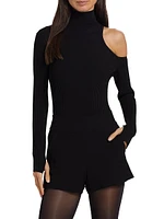 Rooney Rib-Knit Cut-Out Shoulder Top