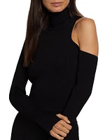 Rooney Rib-Knit Cut-Out Shoulder Top
