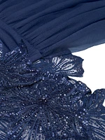 Ginny Embellished Organza Capelet Gown
