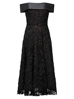 Roxy Lace Off-The-Shoulder A-Line Midi-Dress
