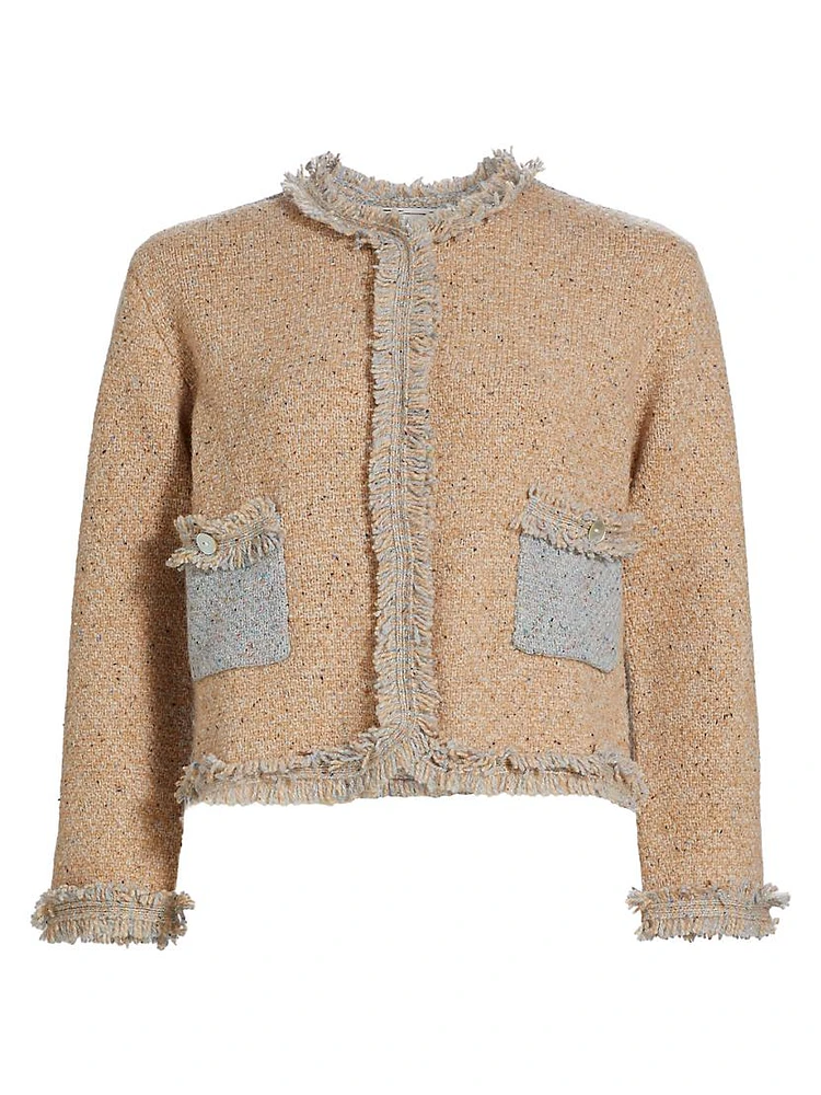 Onassis Wool-Blend Tweed Knit Jacket
