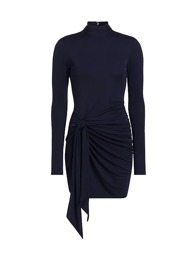 Johnson Knit Turtleneck Tie-Waist Minidress