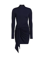 Johnson Knit Turtleneck Tie-Waist Minidress